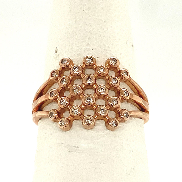 Women's 10K Rose Gold 0.12 Round Brilliant Cut Diamond, Fashion Ring