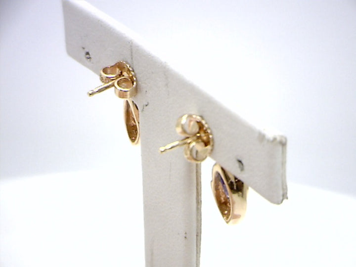 14K Yellow Gold Stud Gemstone Earrings CTW.