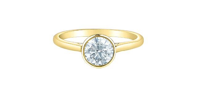 14K Yellow Gold 1.03 Round Brilliant Cut Solitaire Diamond Engagement Ring