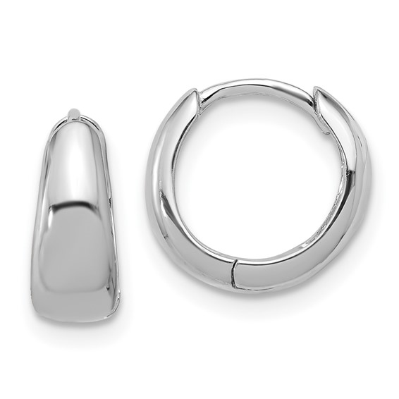 Sterling Silver White Gold Huggie Silver Earrings