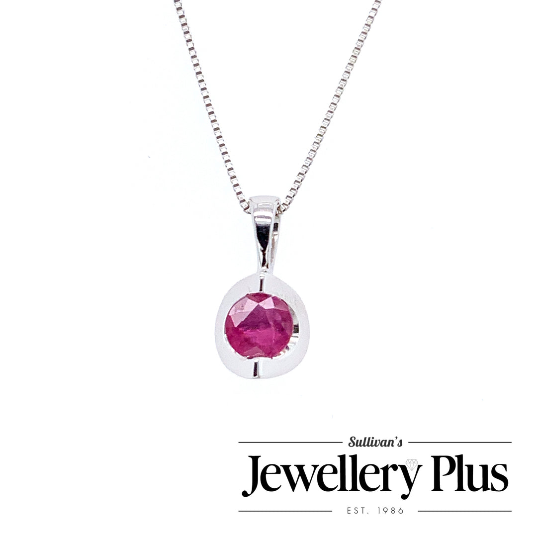 10K White Gold Gemstone Pendant CTW.