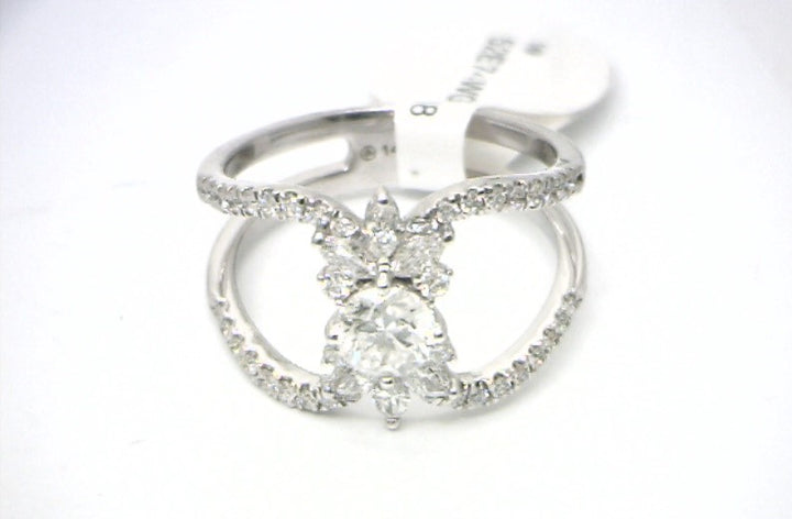 Women's 14K White Gold 0.50 Round Brilliant Cut Vintage Diamond, Fashion Ring