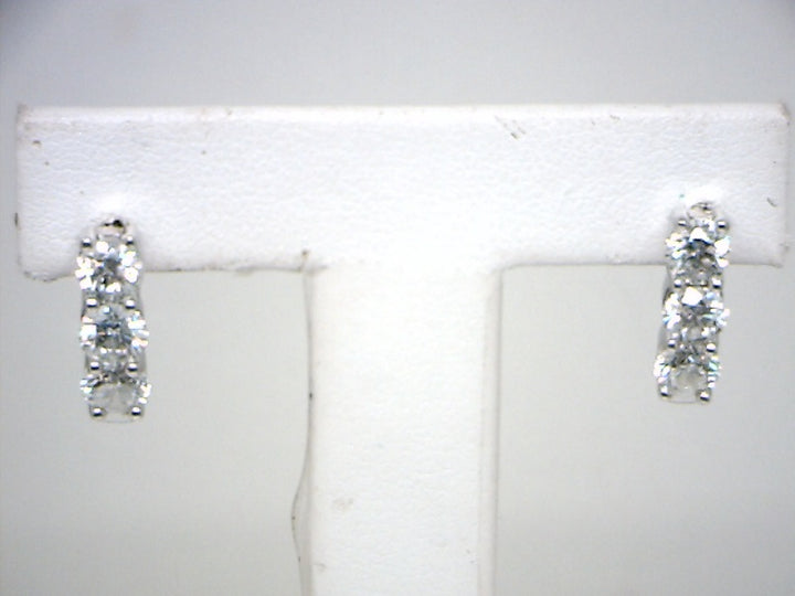 14K White Gold Half Hoop Diamond Earrings 2.00CTW.