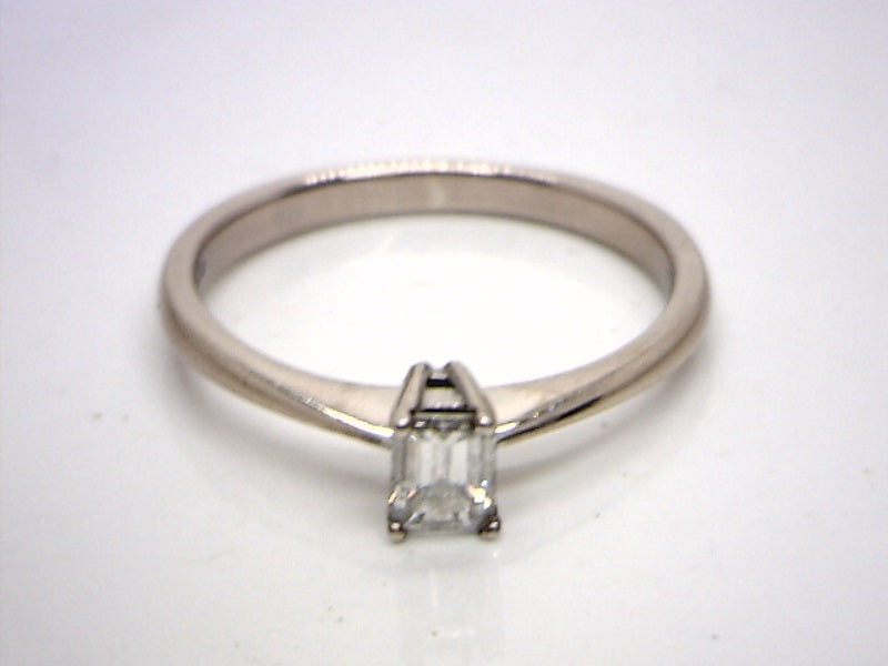 14K White Gold 0.50 Emerald Cut Solitaire Diamond Engagement Ring