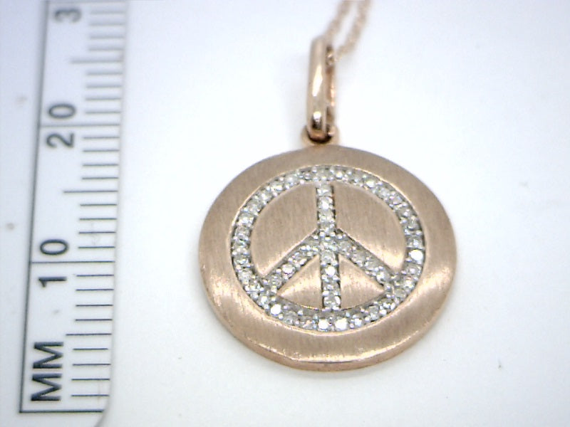 10K Yellow Gold Peace Diamond Pendant 0.15CTW.