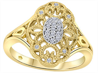 Women's 10K Yellow Gold 0.05 Round Brilliant Cut Diamond, Fashion Ring