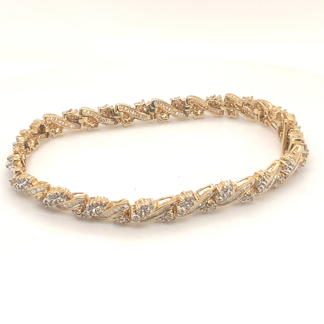 10K Yellow Gold 1.50CT Diamond Tennis Bracelet