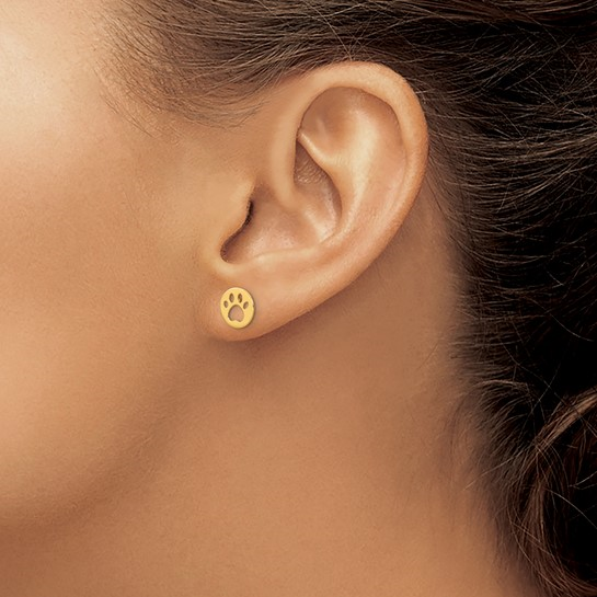 14K Yellow Gold Button Gold Earrings