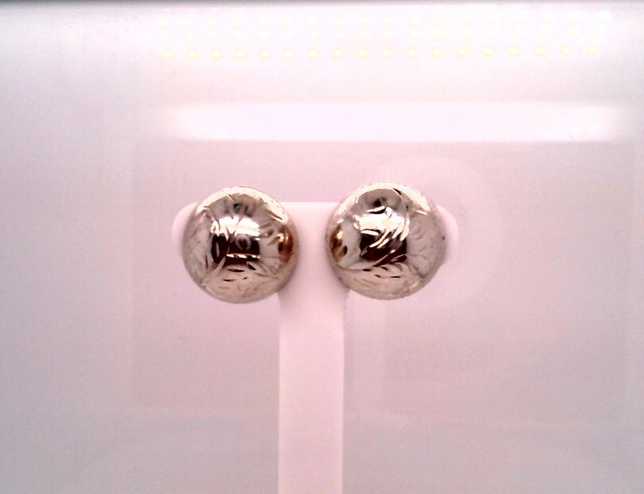 Sterling Silver White Gold Button Silver Earrings