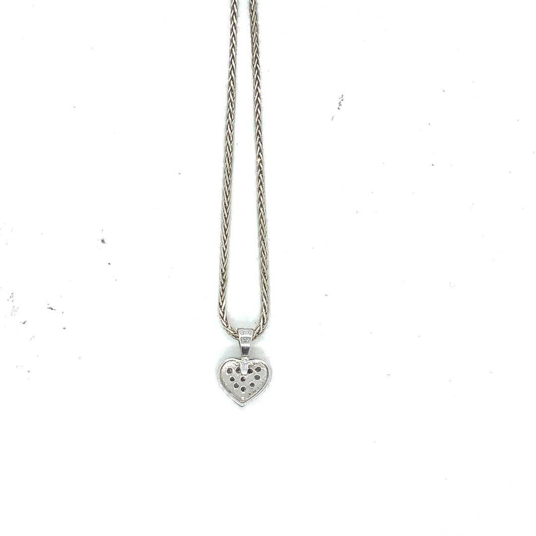 14K White Gold Heart Diamond Pendant CTW.