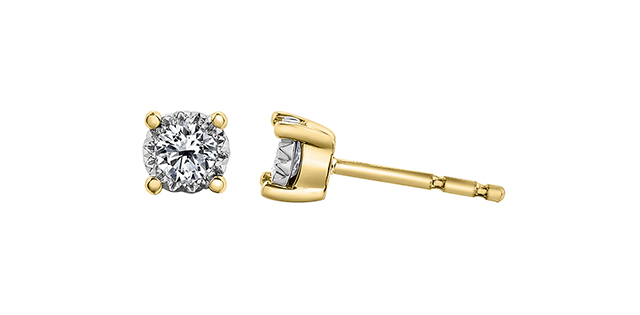 10K Yellow Gold Stud Diamond Earrings 0.50CTW.