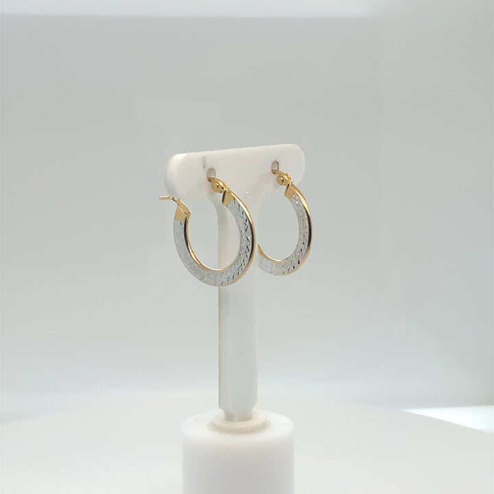 14K Two Tone Small Hoop Gold Earrings