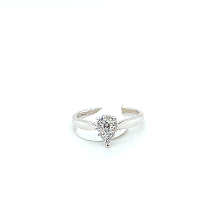 10K White Gold 0.25 Round Brilliant Cut Multi Stone Center Diamond Engagement Ring