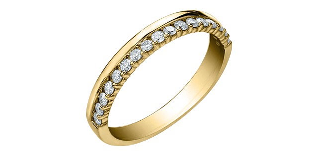 Women's 14K Yellow Gold 0.33 Round Brilliant Cut Diamond Wedding Band