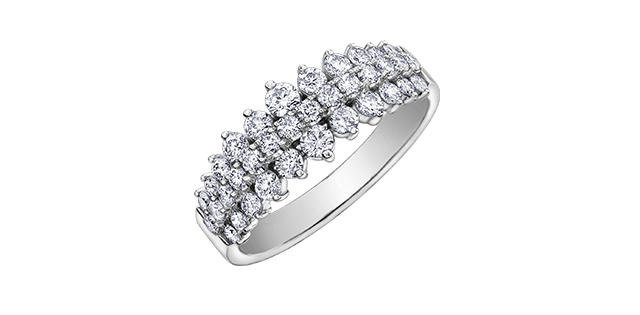 Women's 10K Two Tone 1.00 Round Brilliant Cut Diamond, Fashion Ring