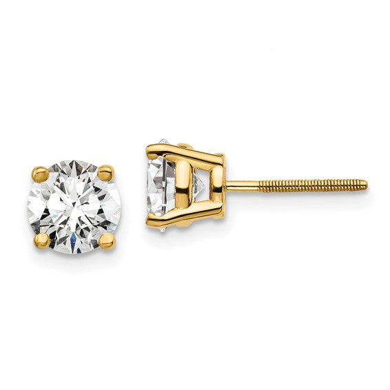 14K Yellow Gold Stud Diamond Earrings 2.03CTW.